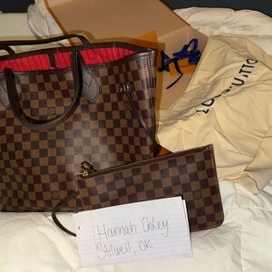 Louis Vuitton Brown and Red Checkered Tote